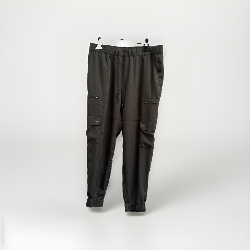 Banana Republic Cargo Jogger Pants Womens L Army Green Lightweight Flowy Lyocell